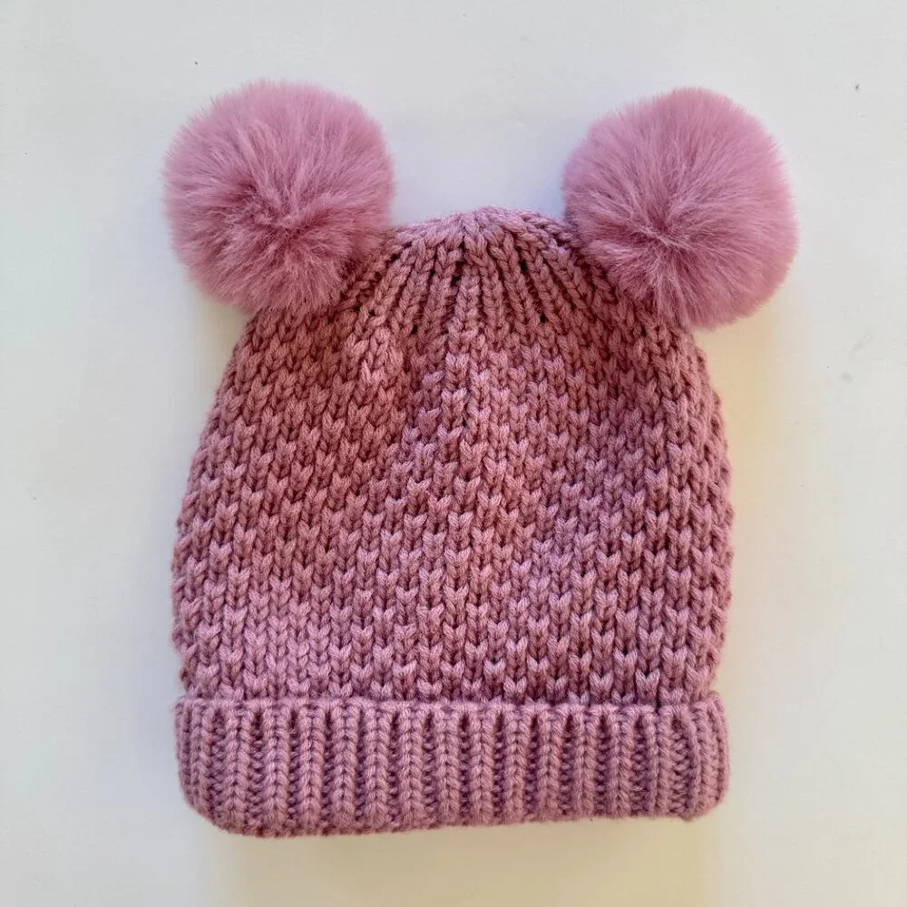 ZARA Knit Pom Beanie + Mittens Set | Pink | One Size | EUC